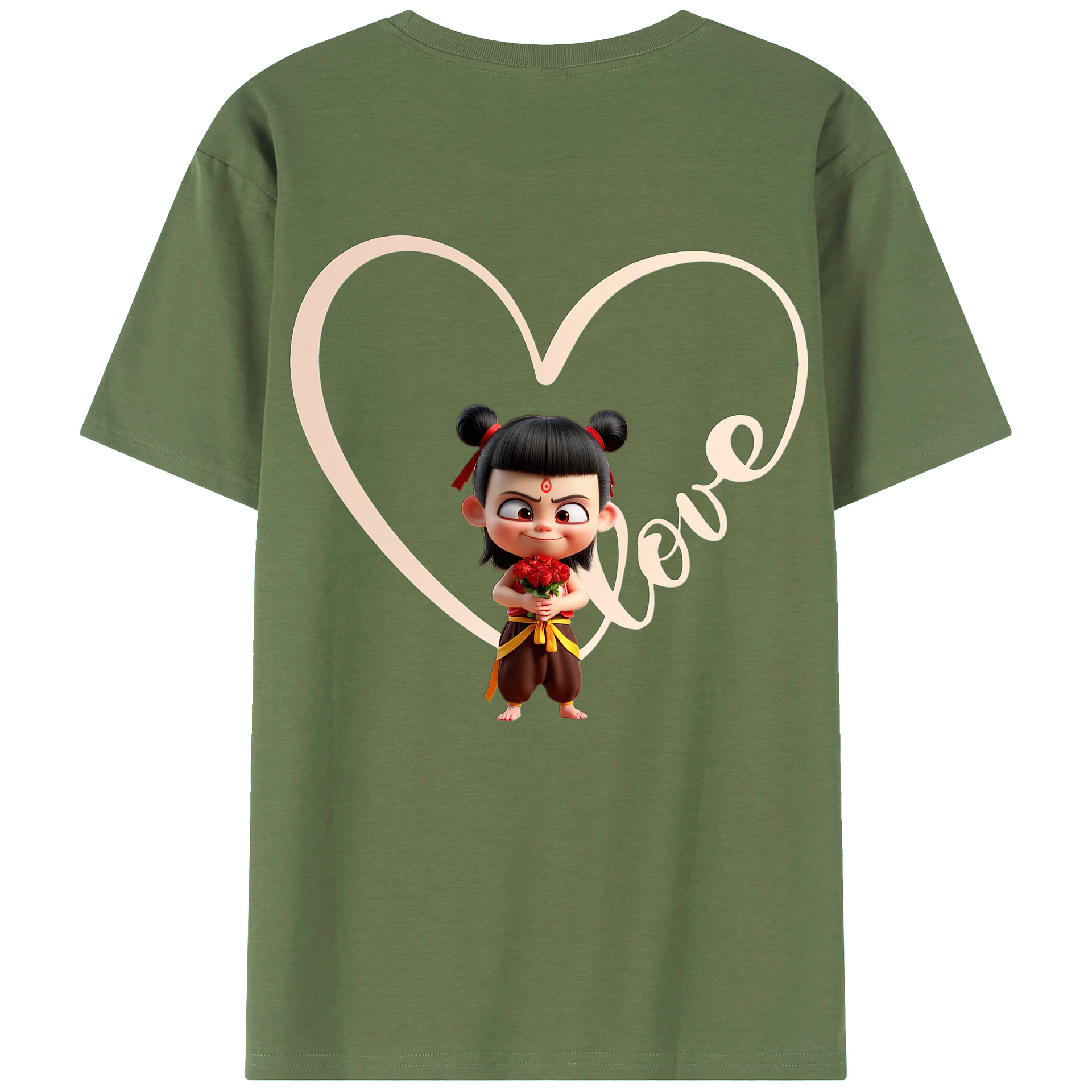 （画像用） Ne Zha 2 ナタ 魔童の大暴れ 綿100％ メンズ半袖Tシャツ（バックプリント） 通気性